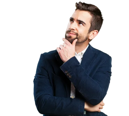 Man thinking with questions