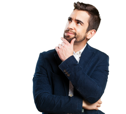 Man thinking with questions