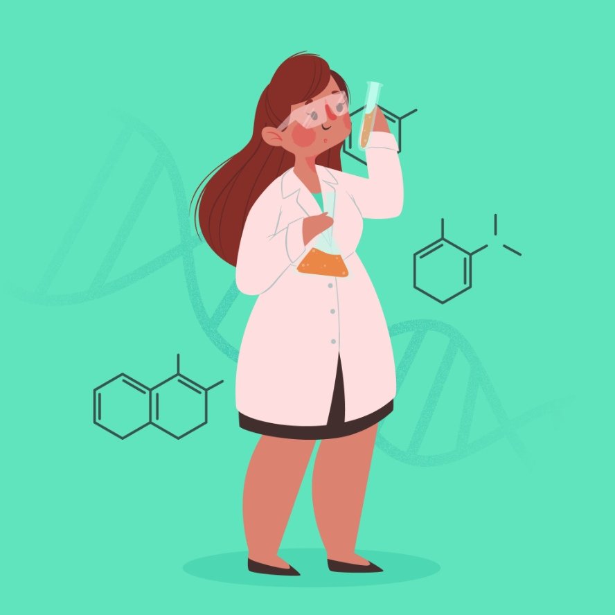 A woman hold chemical for peptide research